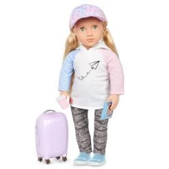 Our Generation Ari with Rolling Luggage & Accessories 18" Travel Doll
