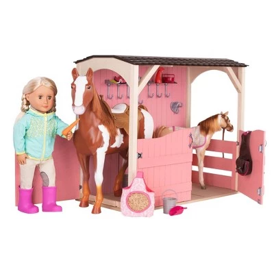 Our Generation Horse Barn Playset for 18" Dolls - Saddle Up Stables - Pink 4 Our Generation Horse Barn Playset for 18" Dolls - Saddle Up Stables - Pink - Image 2