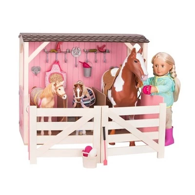 Our Generation Horse Barn Playset for 18" Dolls - Saddle Up Stables - Pink 5 Our Generation Horse Barn Playset for 18" Dolls - Saddle Up Stables - Pink - Image 3